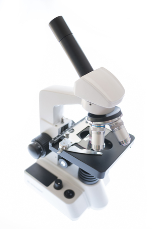 Laboratory microscope isolated on white background school research conceptの写真素材