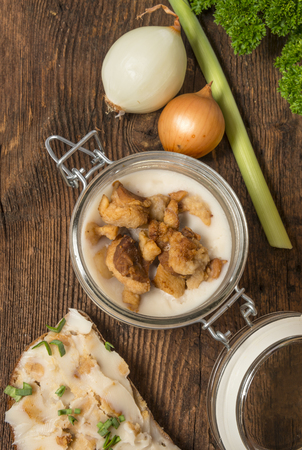 lard with render pork fat cubes greaves - traditional foodの写真素材