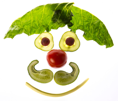 happy face from vegetable - food for childrenの写真素材