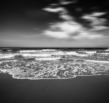 a beautiful beach and sea in Greece black and whiteの写真素材