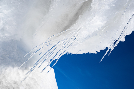 snow with iciclesの写真素材