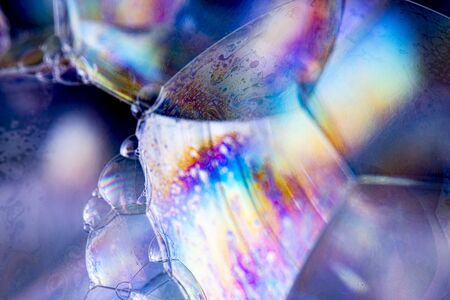 soap bubbles close up in the detail - macro photographyの写真素材