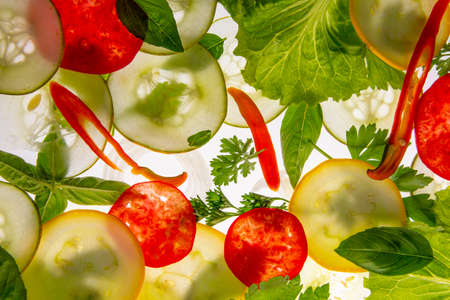 sliced vegetable on a white backgroundの写真素材