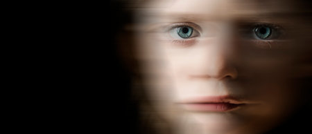 blurred face close up art pictureの写真素材