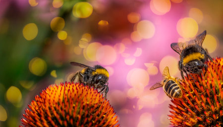 Bombus terrestris or large earth bumblebee in the garden