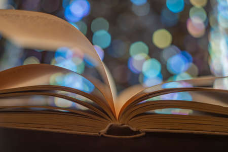 book pages., vintage photo style with bokeh background