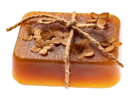 natural soap with dried herbs, natural herbal product