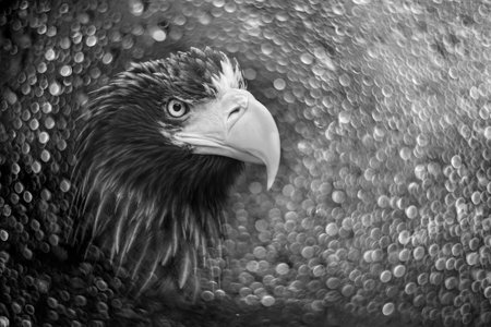Steller's sea eagle and bokeh backgroundの写真素材