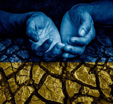 ukraine crisis concept in ukraine flag colorsの写真素材