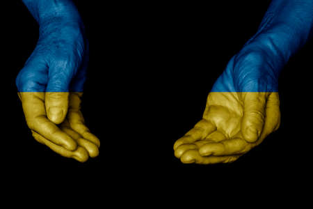 ukraine crisis concept in ukraine flag colorsの写真素材