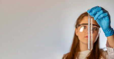 scientist student are working in laboratory - Micro plastics in a test tube with water sampleの写真素材