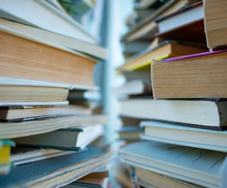A stack of books in the detail