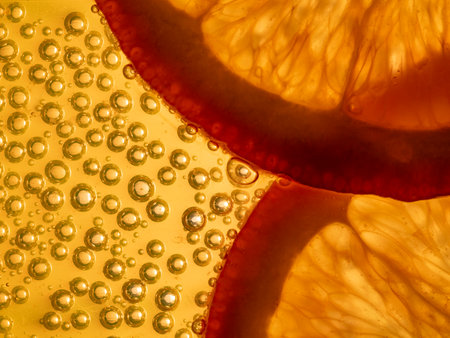 juicy slices of orange, macro photographyの写真素材