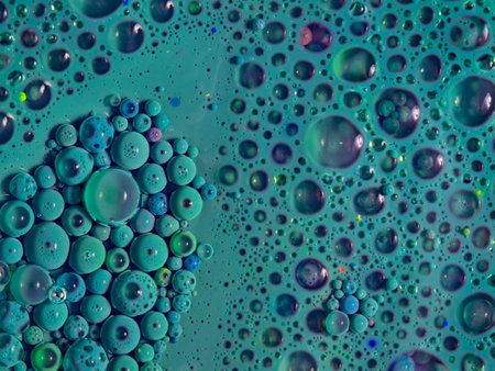 watercolors and oil artistic macro photography, behavior of oil and water when brought togetherの写真素材