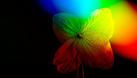 dry hydrangea flower on a dark background - artistic macro pictureの写真素材