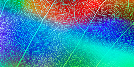 leaf texture, leaf background with veins and cells - macro photographyの写真素材