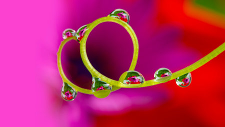 flower with dew drops - beautiful macro photography with abstract bokeh backgroundの写真素材
