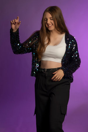 young model woman posing in fashionable clothes