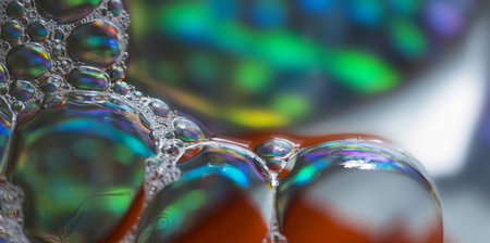 soap bubbles close up in the detail - macro photographyの写真素材