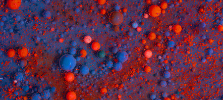 watercolors and oil artistic macro photography, behavior of oil and water when brought togetherの写真素材