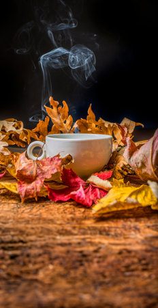hot tea - autumnal still lifeの写真素材