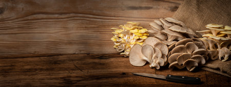 Oyster mushrooms - Pleurotus ostreatus close upの写真素材