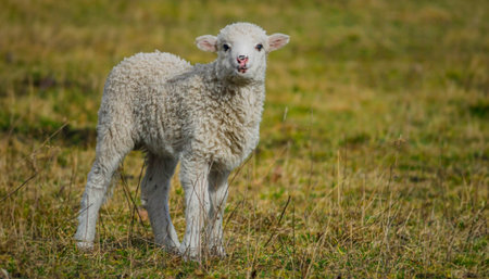 cute lamb on a farm - close up - original easter pictureの写真素材