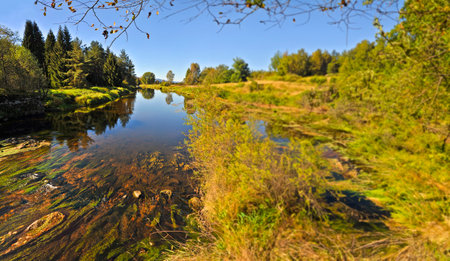 autumnal landscape, river Vltava, Czech republic, Europe