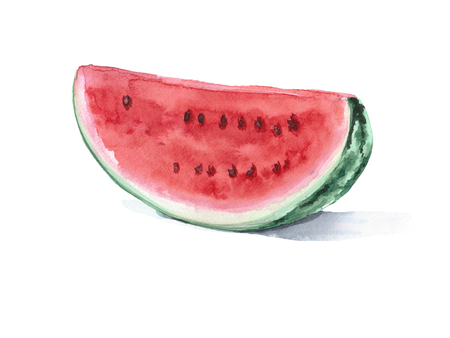 watercolor slice of watermelon for your cookbooks, cards, menus and other ideasの写真素材