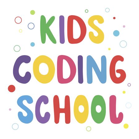 Vector hand drawn lettering phrase Kids coding school