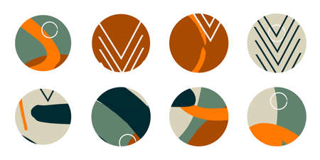 Set of various abstract highlight cover stories. Round icons for social media. Hand drawing of dots,...