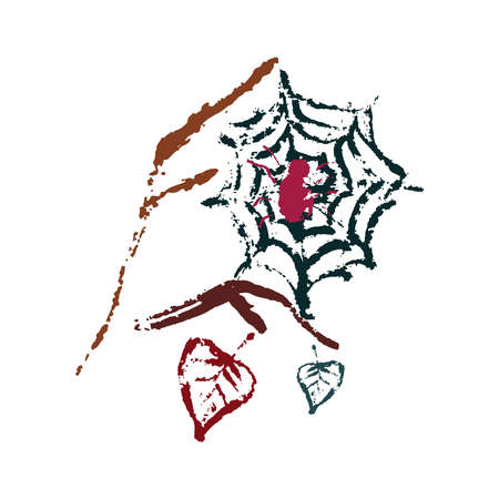 Hand drawing abstract elements of the autumn season. Warm colors and stylish compositions. Autumn mood, cozy autumn and minimal design. Vector illustration.のイラスト素材