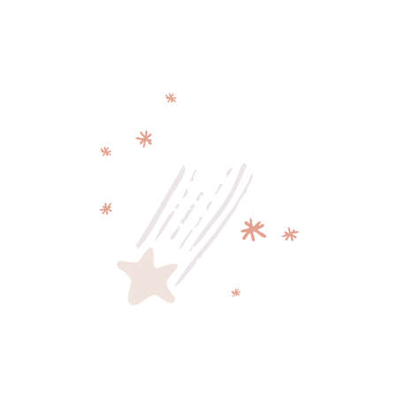 Boho winter holidays elements in hand drawn style. Christmas vector decoration. Scandinavian Christmas print with christmas star in retro color. Greeting cards, posters, invitation and baby print designのイラスト素材