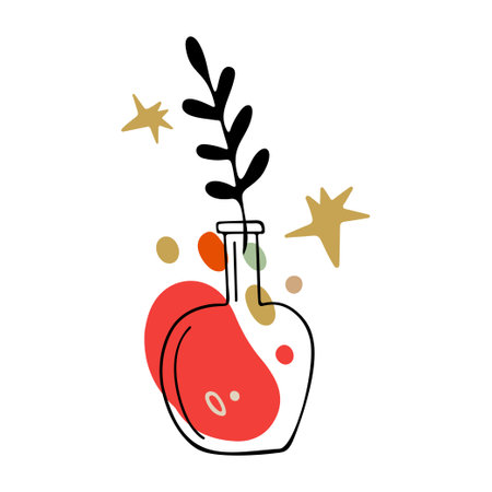 Autumn design in flat style, natural fall elements. Hand-drawn abstract vase with fruits and berries. Decorative Isolated vector illustration on white background for postcards, textiles, websitesのイラスト素材