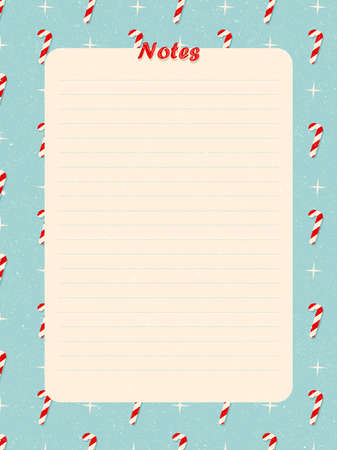 The to-do list on Christmas, set goals for the new year, organizer for tasks, shopping list. Vintage, trendy, winter illustration. Christmas striped candy with stars on the background. Time-managementのイラスト素材