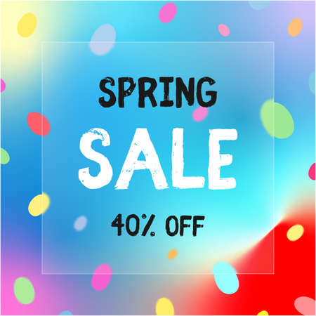 Spring sale. Bright discount banner with circles and effect Glass Morphism.の写真素材