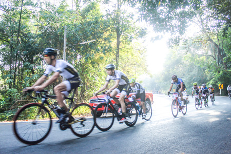 Chiang Mai Thailand -January 4 :Warm Up Street Fighter Doi Suthep Challenge in Chiang mai - The Warm Up Street Fighter Doi Suthep Challenge of 04/01/2015 Place Doi Suthep National Park in Chiang maiのeditorial素材