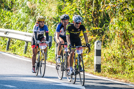Chiang Mai Thailand -January 4 :Warm Up Street Fighter Doi Suthep Challenge in Chiang mai - The Warm Up Street Fighter Doi Suthep Challenge of 04/01/2015 Place Doi Suthep National Park in Chiang maiのeditorial素材