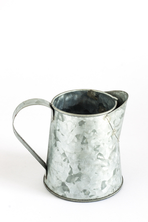 Metal zinc bucket White paper Backgroundの写真素材