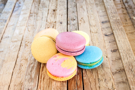 Colorful macaron on woodenの写真素材