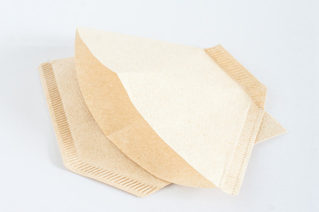 Filter coffee on White paper Backgroundの写真素材