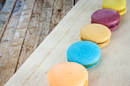 Colorful macaron on woodenの写真素材