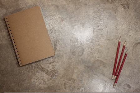 notebook On top cement floorの写真素材