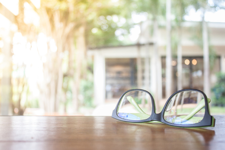 glasses / View Restaurant / blur Vintage light tuneの写真素材