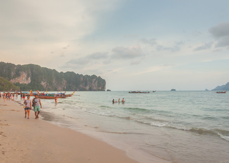 Krabi Thailand - Krabi 20: Beach sea view in Krabi Thailand 20/04/2017 Place Ao Nang Beach sea view in Krabi Thailandのeditorial素材