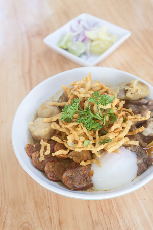 Khao Soi Recipe, Curried Noodle Soup with Chickenの写真素材