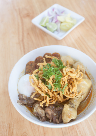 Khao Soi Recipe, Curried Noodle Soup with Chickenの写真素材