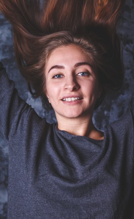 young sexy girl in a stylish jacket.の写真素材