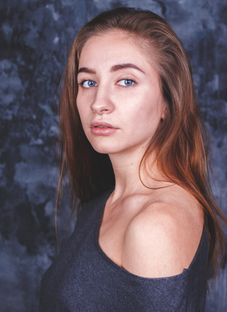 young sexy girl in a stylish jacket.の写真素材