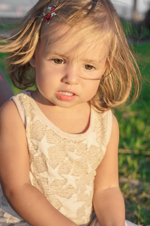 little girl smiling with delightの写真素材